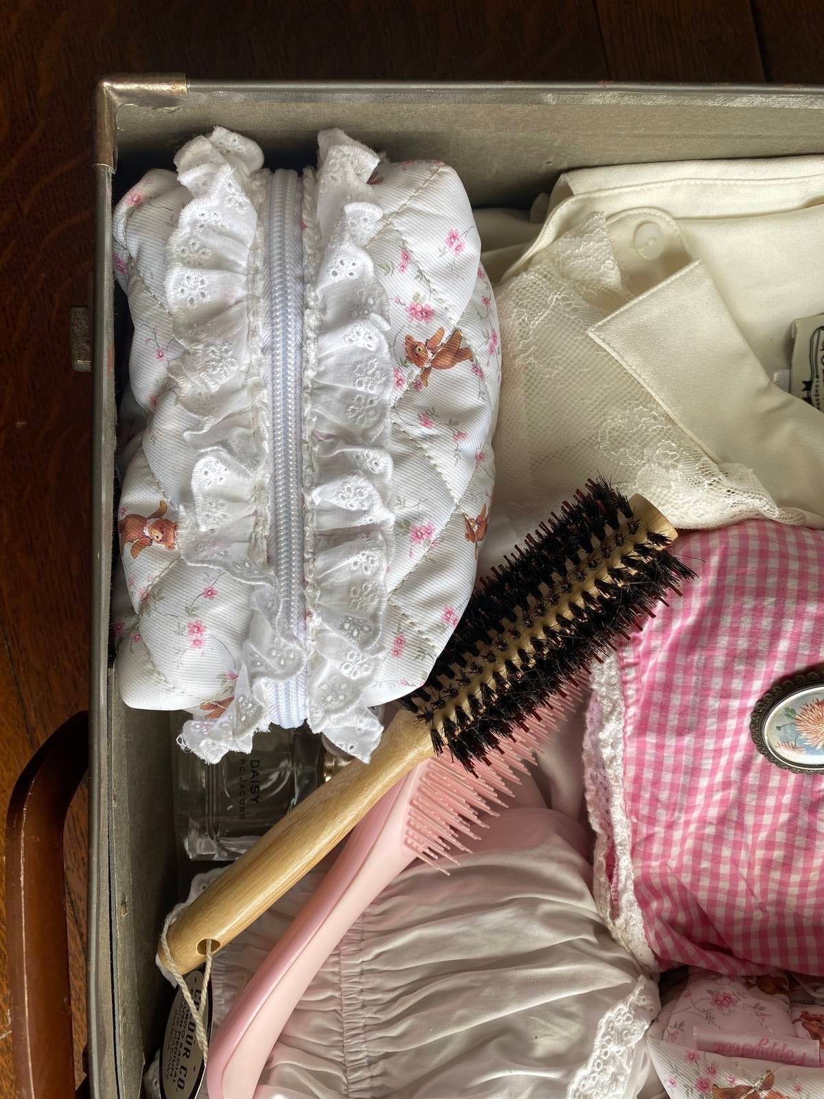 Odette Beauty Bag with Vintage Lace